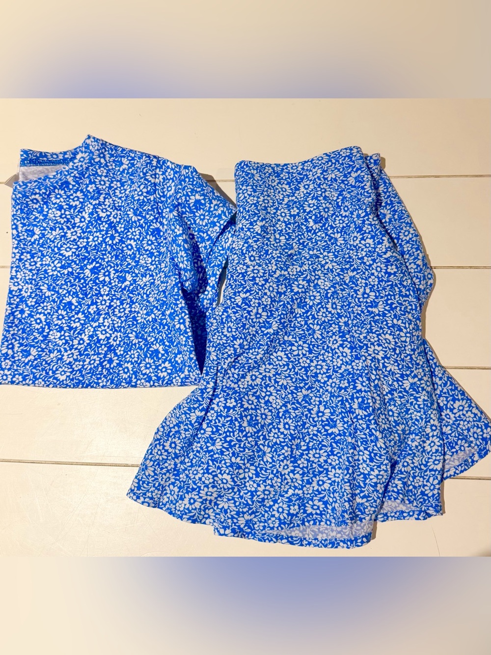 Crewcuts Blue White Floral Skort (Sz 12) & Top (Sz. 8-9) new